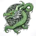 Green Dragon, Circle Arm tattoo design idea