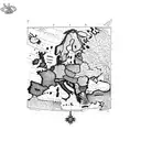 Old Map from Europe with compass tattoo design idea