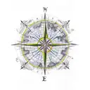 Old Map from Europe with compass tattoo design idea