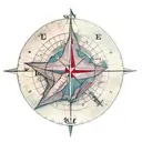 Old Map from Europe with compass and a dove tattoo design idea