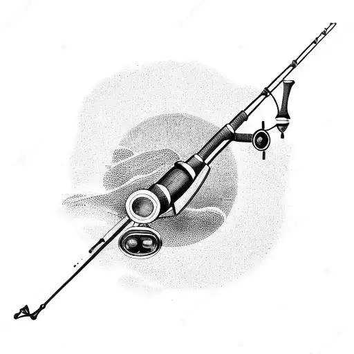 Fishing rod and reel tattoo design idea