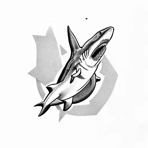 Dumbbell with a shark fin tattoo design idea