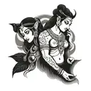shiv and parvati  tattoo design idea