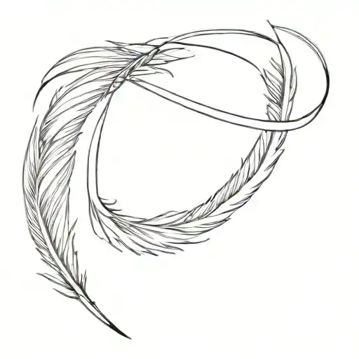 feather infinity symbol intertwined tattoo design idea