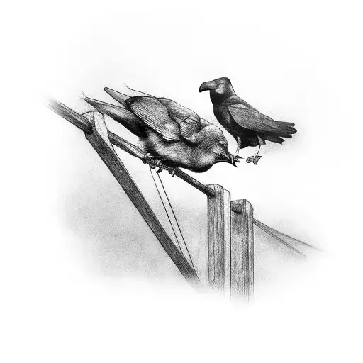 2 crows on a wire tattoo design idea