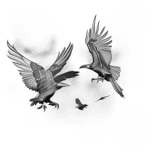 2 flying crows tattoo design idea