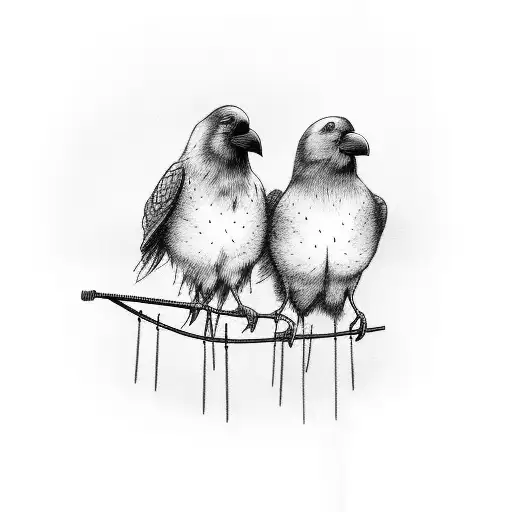 2 crows in love on a wire tattoo design idea