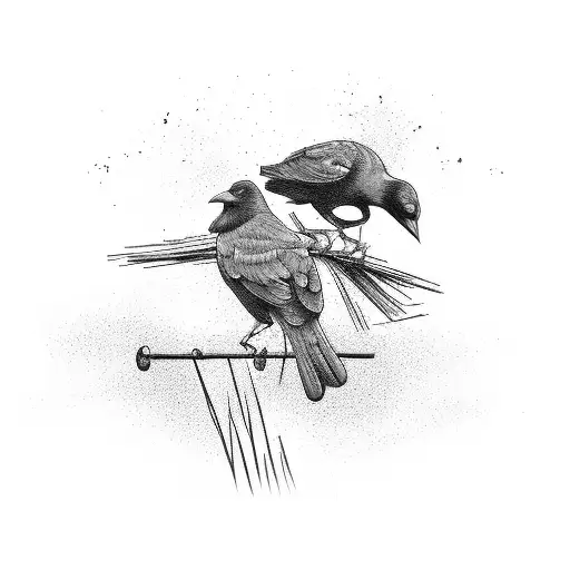 2 crows on a wire tattoo design idea