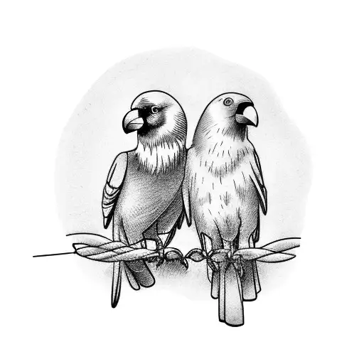 2 crows in love on a wire tattoo design idea