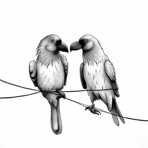 2 crows in love on a wire tattoo design idea