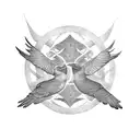 2 flying crows tattoo design idea