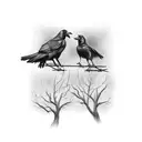 2 crows on a wire tattoo design idea