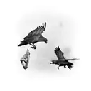 2 flying crows tattoo design idea