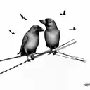2 crows in love on a wire tattoo design idea