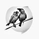 2 crows in love on a wire tattoo design idea