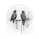 2 crows on a wire tattoo design idea
