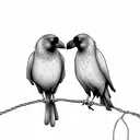 2 crows in love on a telephone wire tattoo design idea