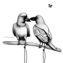 2 crows in love on a telephone wire tattoo design idea