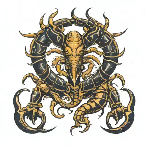 scorpion and bull next to each other tattoo design idea