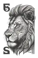 a lion combined with my child his name Luca, his year of birth 2025 and de letter S of my wife. tattoo design idea