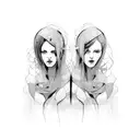 Two intertwined female figures in an abstract art style tattoo design idea