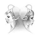 Two intertwined female figures in an abstract art style tattoo design idea