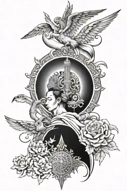 sao miguel arcangel combined tattoo design idea