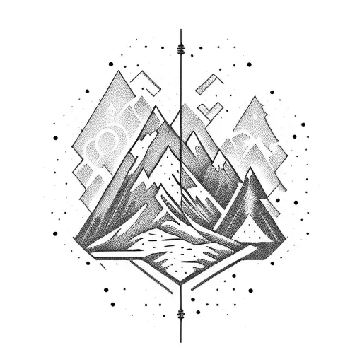 Electro guitar with snowy mountain background tattoo design idea