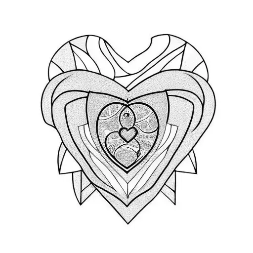 stained glass heart tattoo design idea
