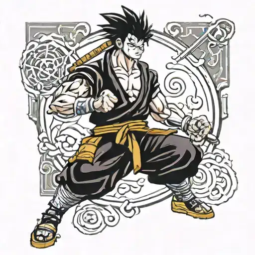 berserk goku muzan naruto zoro in one tattoo design tattoo design idea