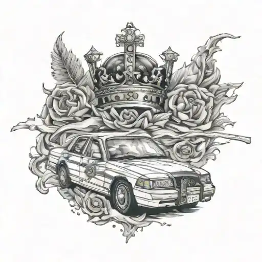 Crown Victoria P71 destroyed tattoo design idea