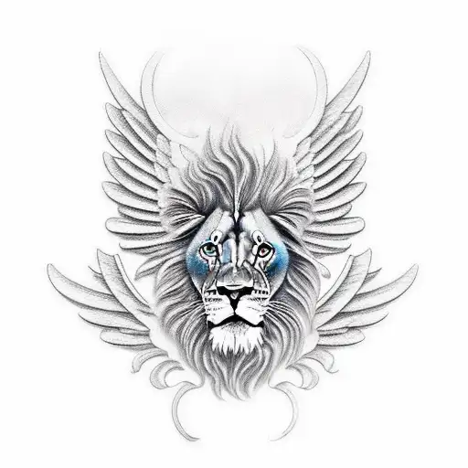lion Angel wings tattoo design idea