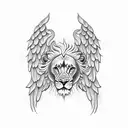 lion Angel wings tattoo design idea