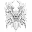 lion Angel wings tattoo design idea