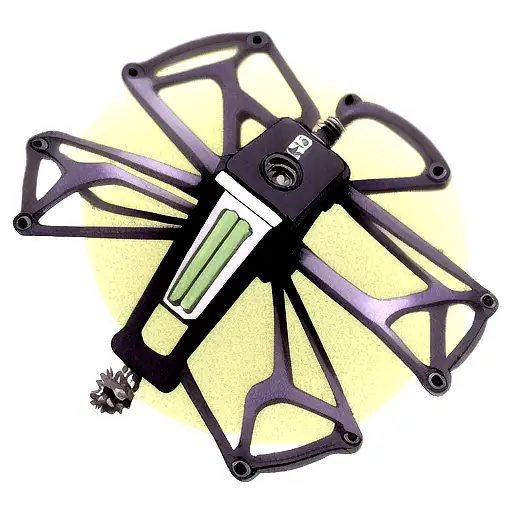 MTB Cranbrothers Stamp 7 platform pedal is attached to bicycle crank, the pedal scrapes up the left rear calf and tears  tattoo design idea