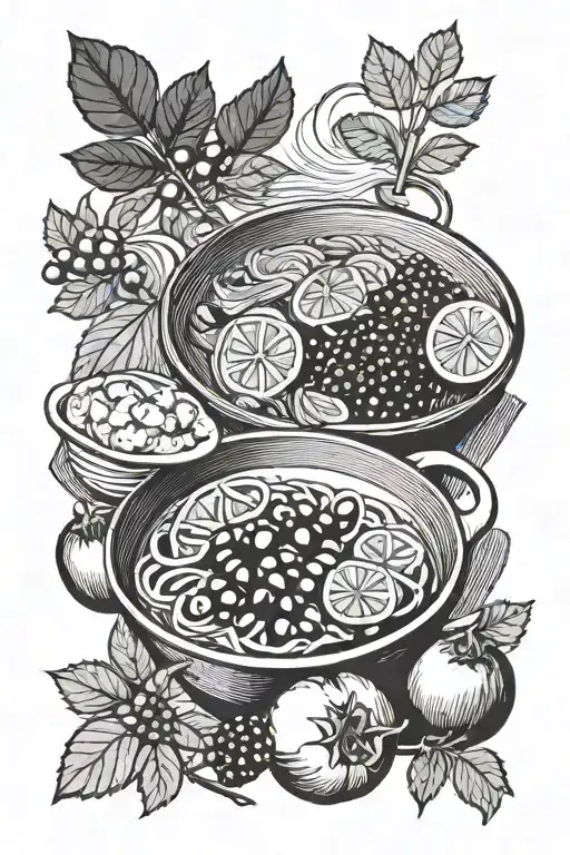 Blueberrie and stir fry pan tattoo design idea