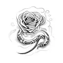Sword with snake and roses tattoo design idea