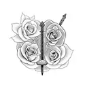 Sword with snake and roses tattoo design idea