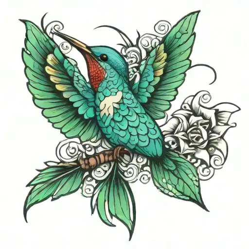 Polynesian, humming bird   tattoo design idea