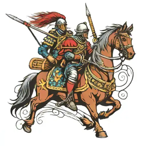 polish hussar warriors riding tattoo design idea