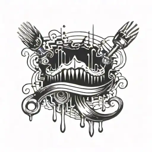 A tattoo of a sound wave design incorporating dental tools and equipment, symbolizing the fusion of your passion for music production and occupation as a dental technician tattoo design idea