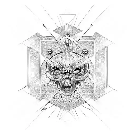 biomechanical checkered flag tattoo design idea