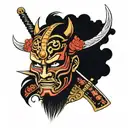 shogun mask sword  tattoo design idea