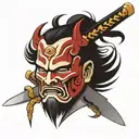 shogun mask sword  tattoo design idea