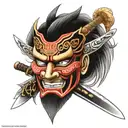 shogun mask sword  tattoo design idea