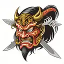 shogun mask sword  tattoo design idea