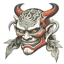 shogun mask demon tattoo design idea
