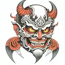 shogun mask demon tattoo design idea