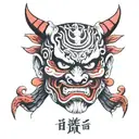 shogun mask demon tattoo design idea