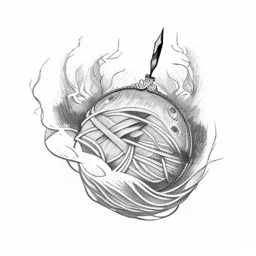 ball of yarn and wood working tools  tattoo design idea